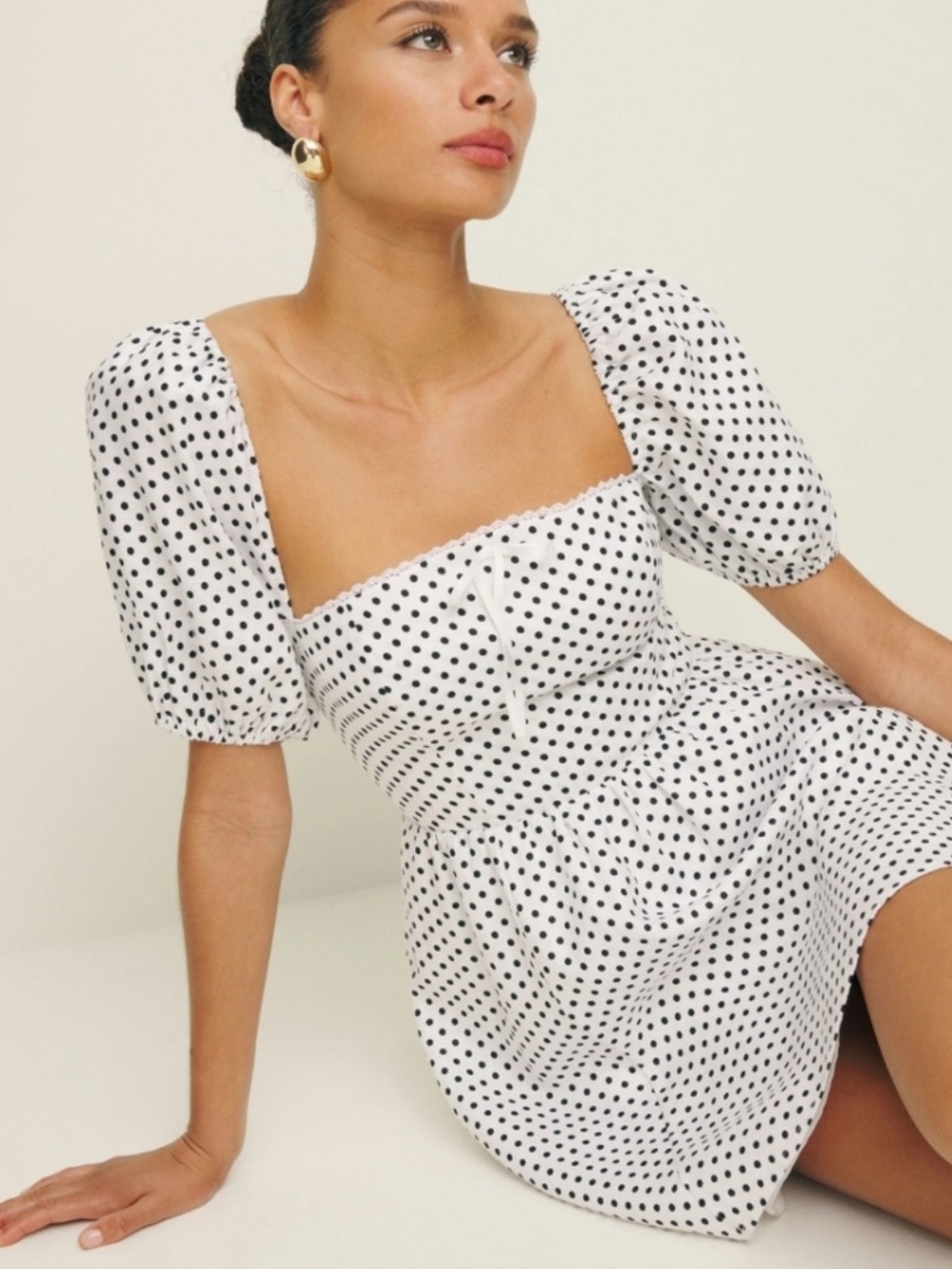 Reformation Malvina Polka Dot Linen Dress